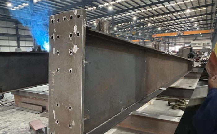Built-up steel member being fabricated at United Metal Buildings